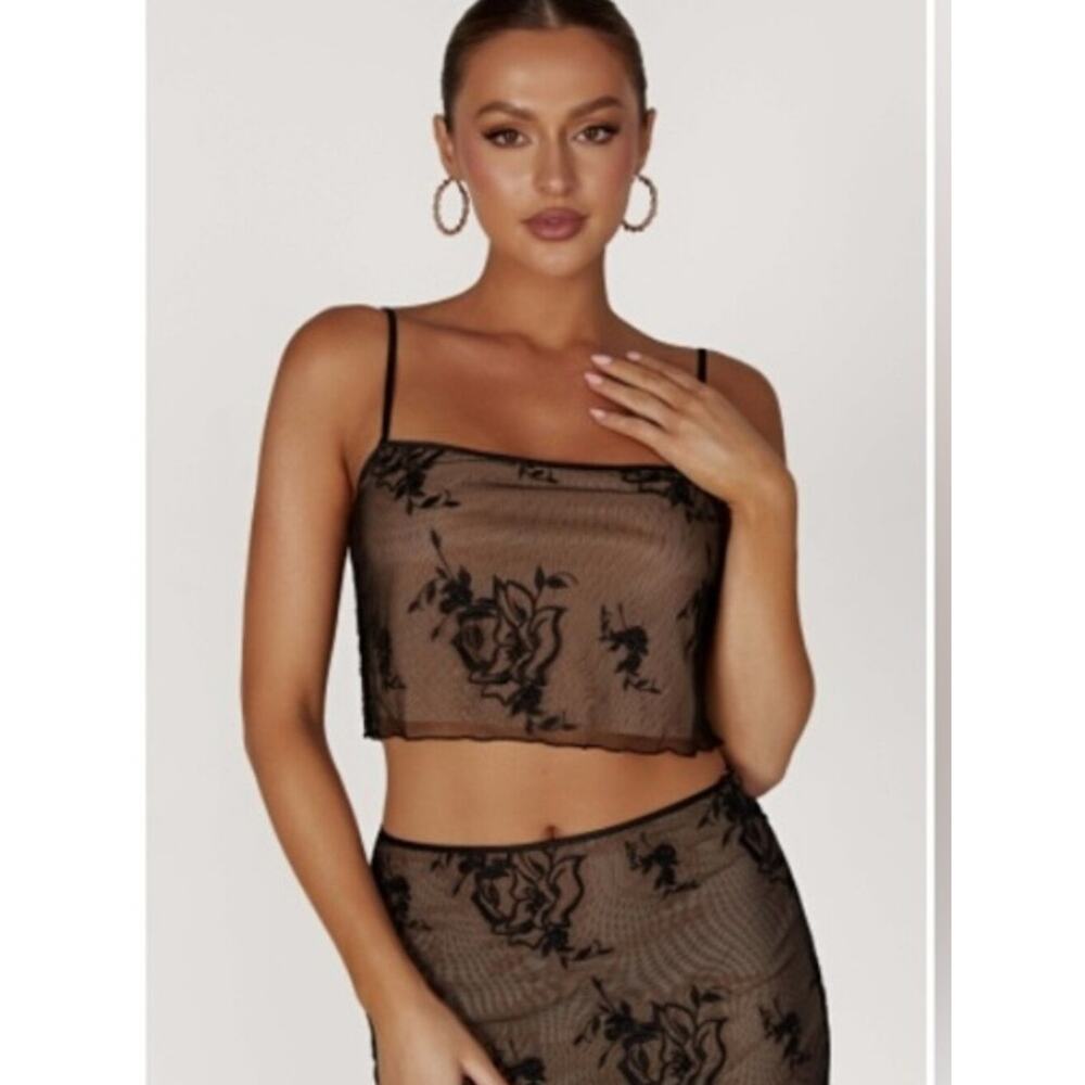 Meshki Xena Black Floral Embroidered Mesh Skirt Set - Picture 13 of 16